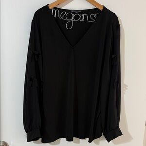 Adrianna Papell Black Blouse with Bow Sleeves